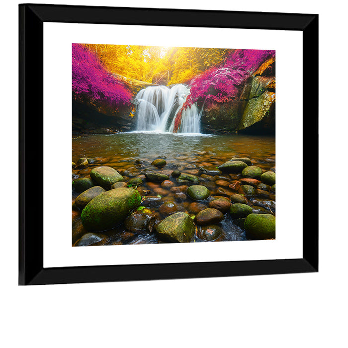 Phu Soi Dao Waterfall at Dusk Wall Art as a framed print