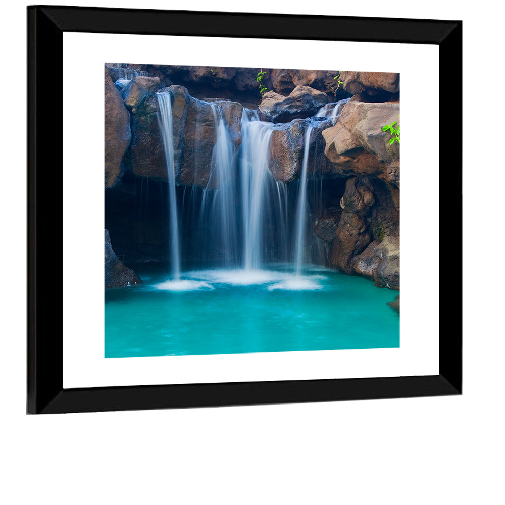 Waterfall Into Turquoise Pool Wall Art