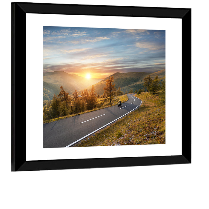 Alpine Highway at Golden Hour Wall Art as a framed print