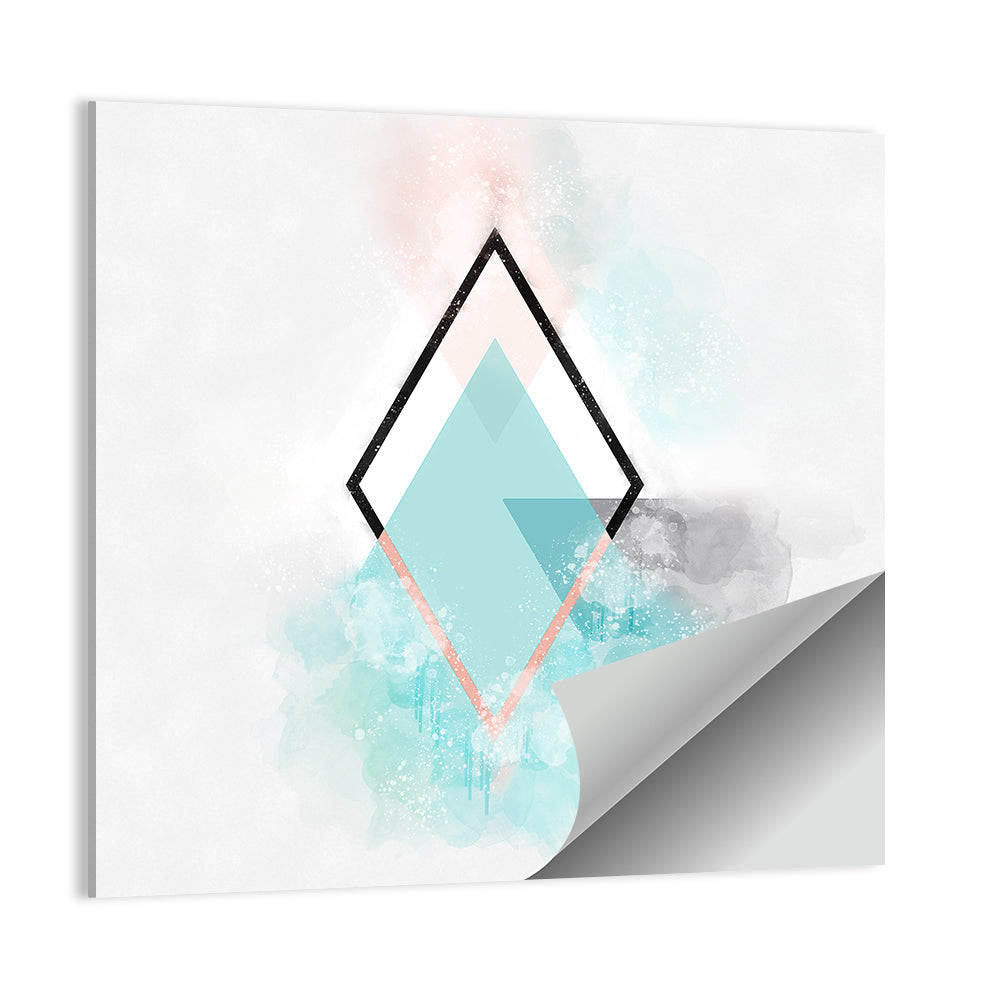Teal Diamond Minimalist Geometry Wall Art