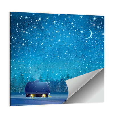 Winter Wonderland Night Illustration Wall Art