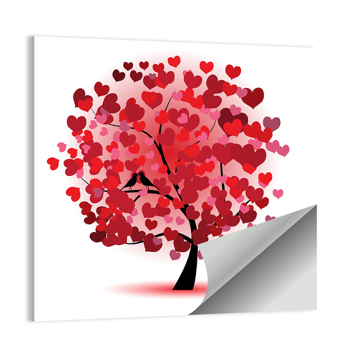 Heart Tree with Kissing Birds Wall Art as a poster print