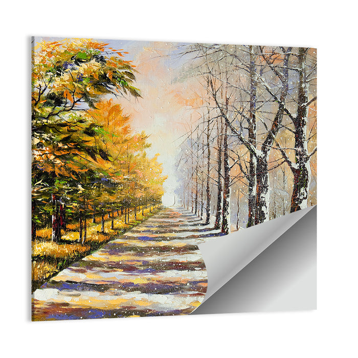 Autumn to Winter Forest Path Wall Art as a poster print