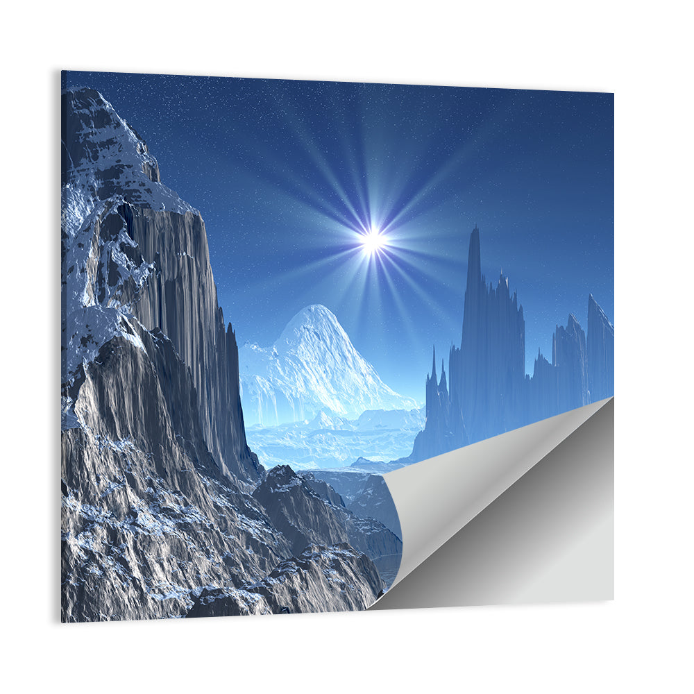 Nightfall on Frozen Alien World Wall Art