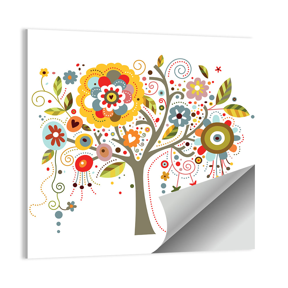 Whimsical Floral Tree Illustration Wall Art