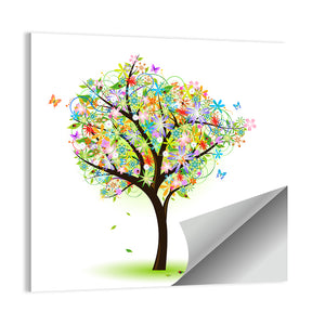 Colorful Floral Tree Wall Art