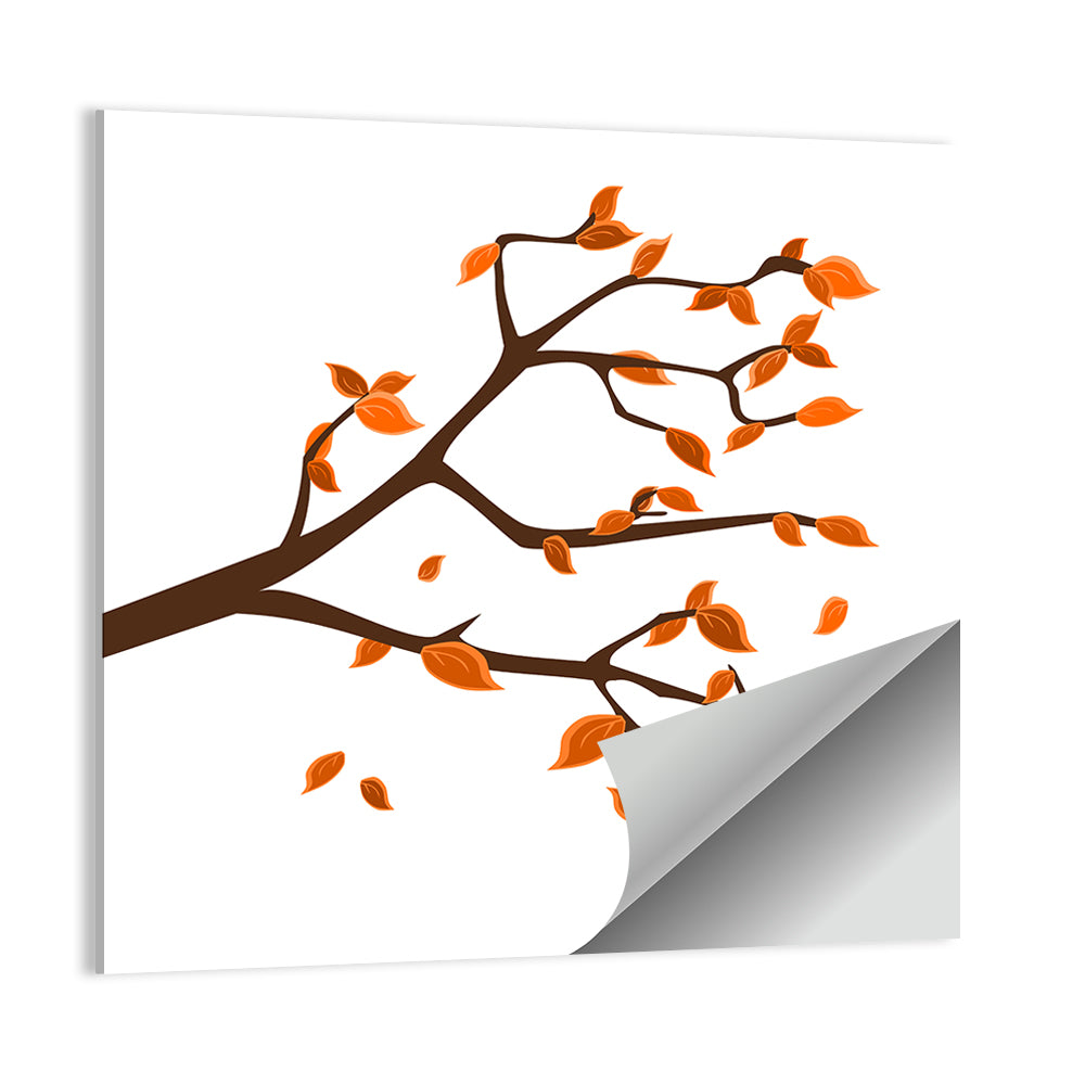 Golden Winter Leaves Illustration Wall Art