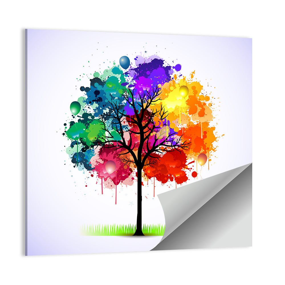 Watercolor Splash Tree Wall Art