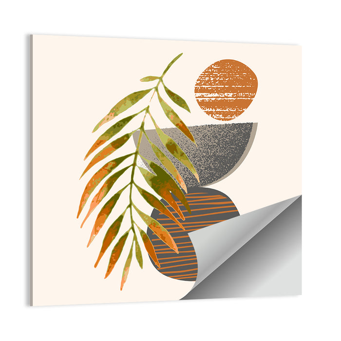 Palm Leaf Over Geometric Circles Wall Art as a poster print