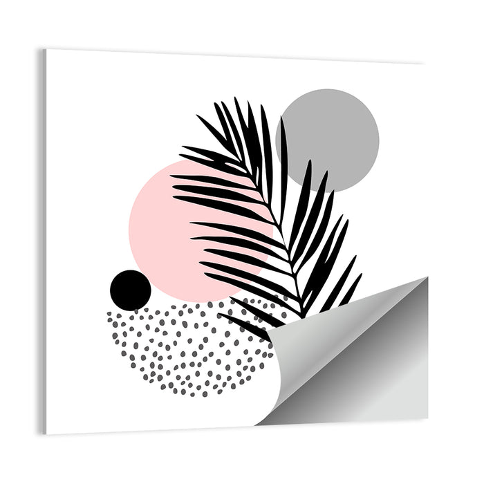 Pink Sun Moon Palm Leaf Illustration Wall Art as a poster print