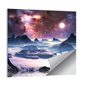 Alien Planet Winter Aurora Wall Art