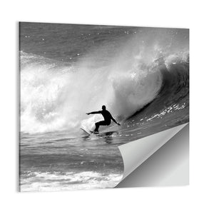 Surfing On Large Wave Wall Art