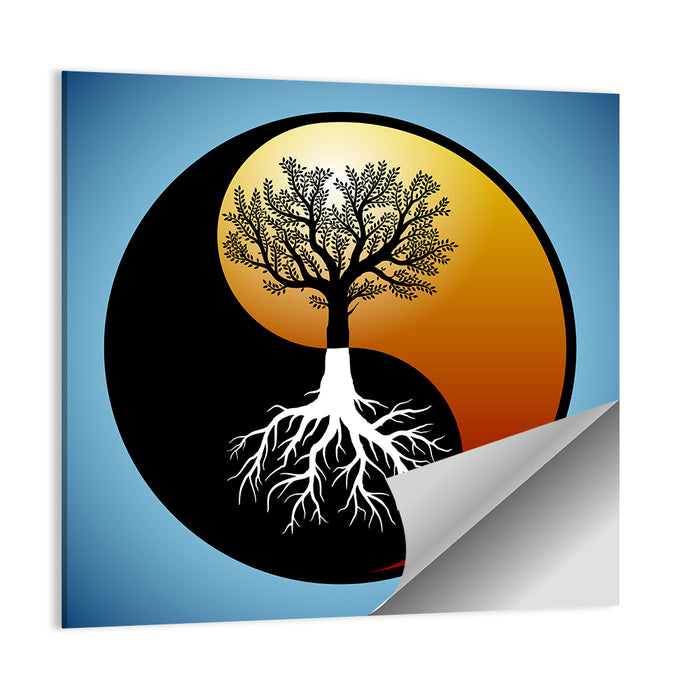 Yin Yang Tree Illustration Wall Art as a poster print