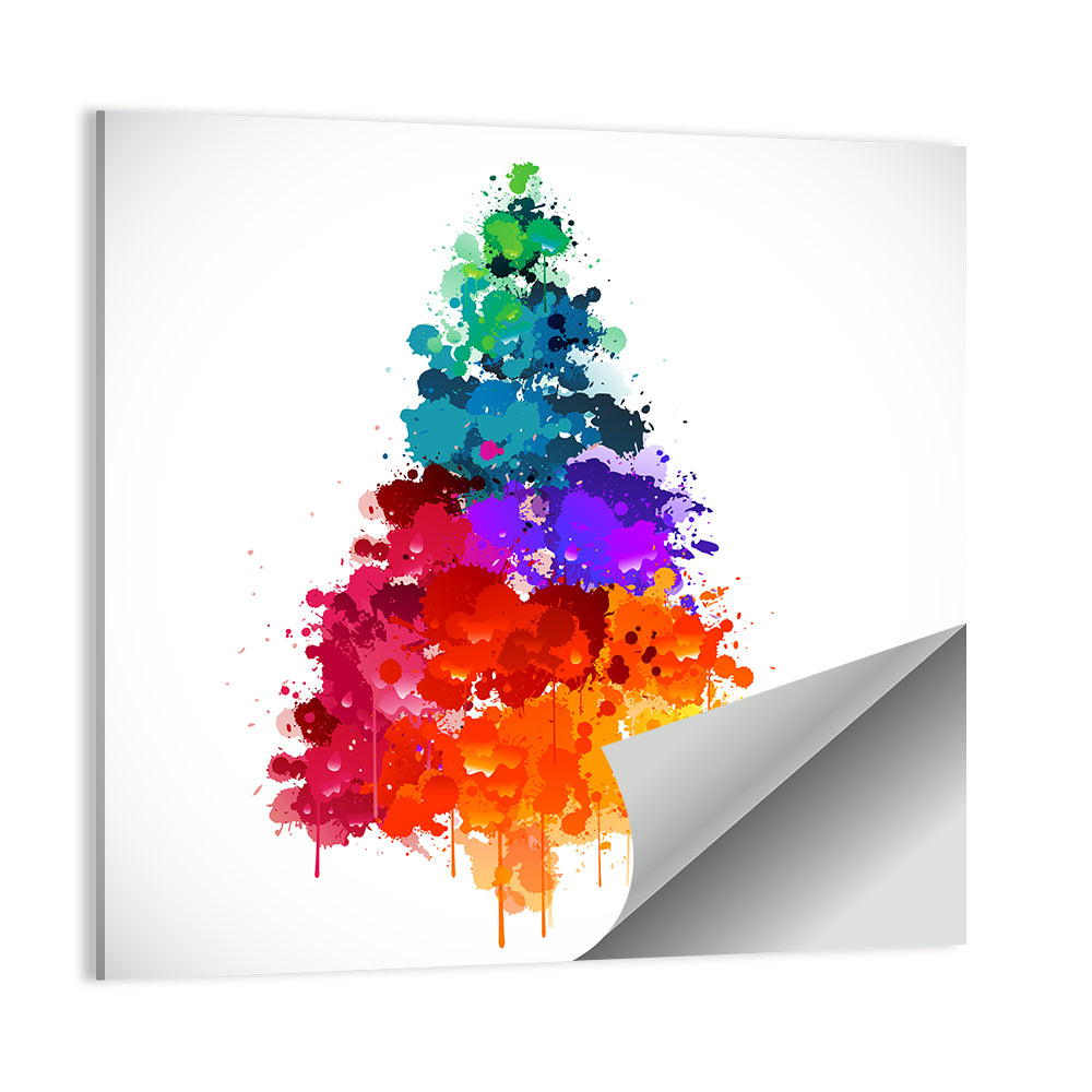 Watercolor Rainbow Christmas Tree Wall Art