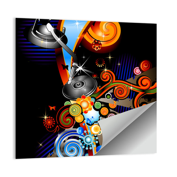 Psychedelic Turntable Illustration Wall Art as a poster print