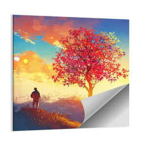 Tree and Man in Autumn Wall Art