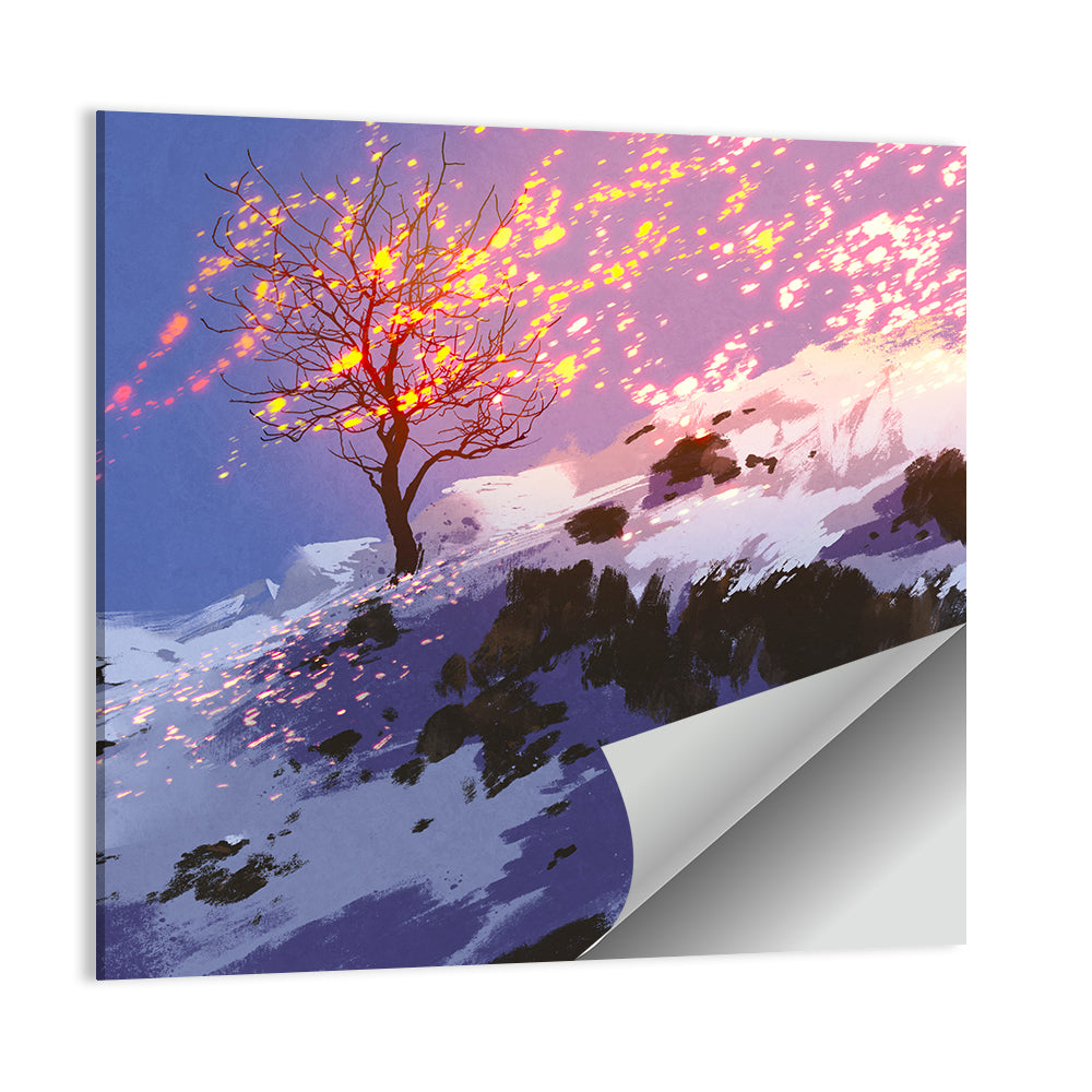 Falling Leaves in Winter Wall Art