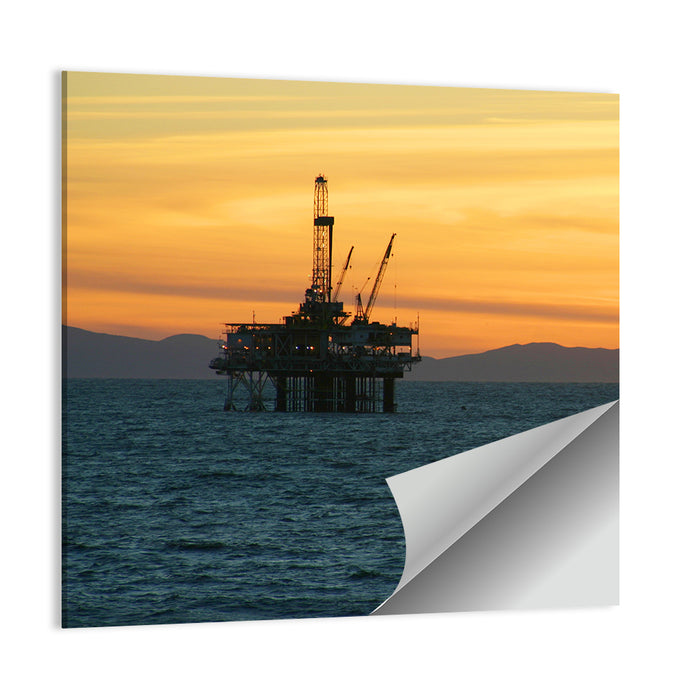 California Oil Rig at Sunset Wall Art as a poster print