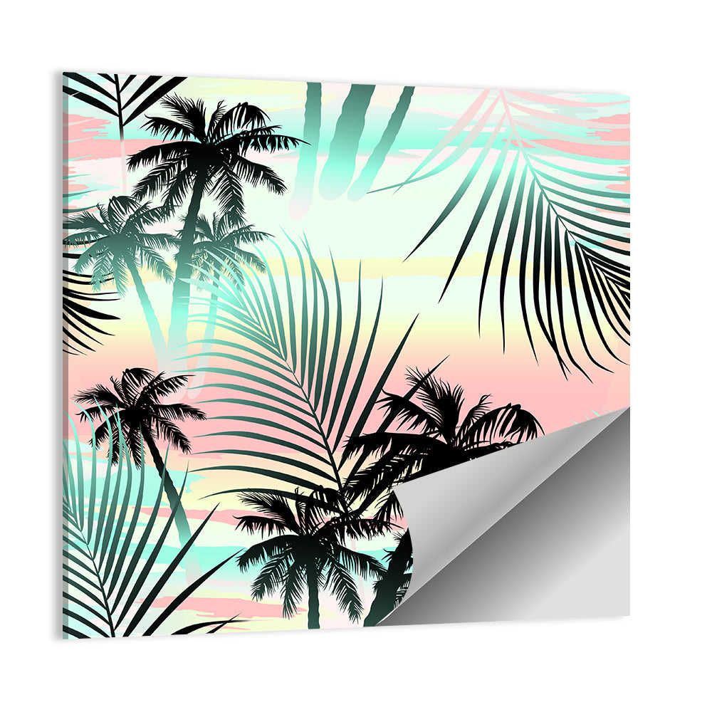 Tropical Palm Stripe Pattern Wall Art