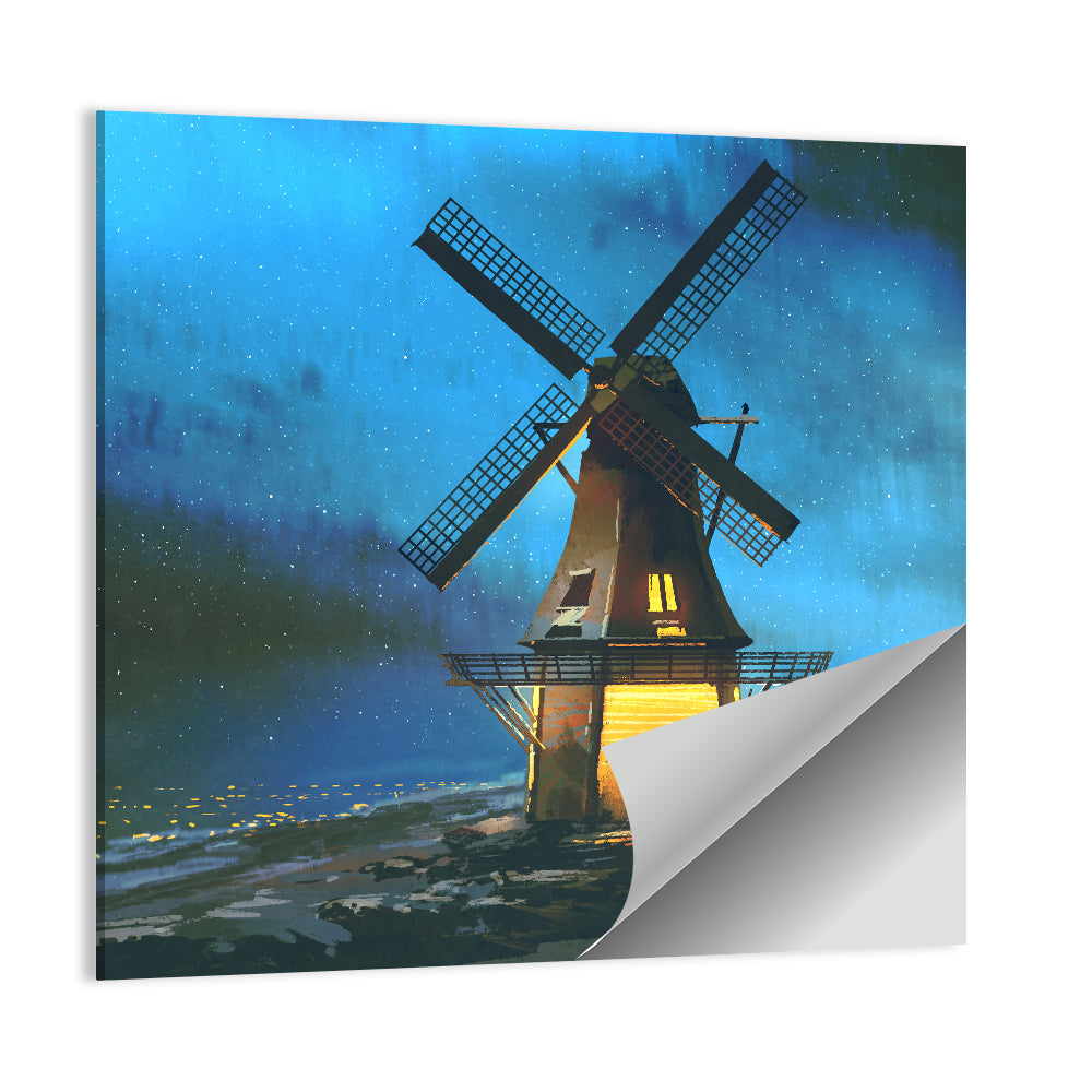 Windmill at Sea Coast Wall Art