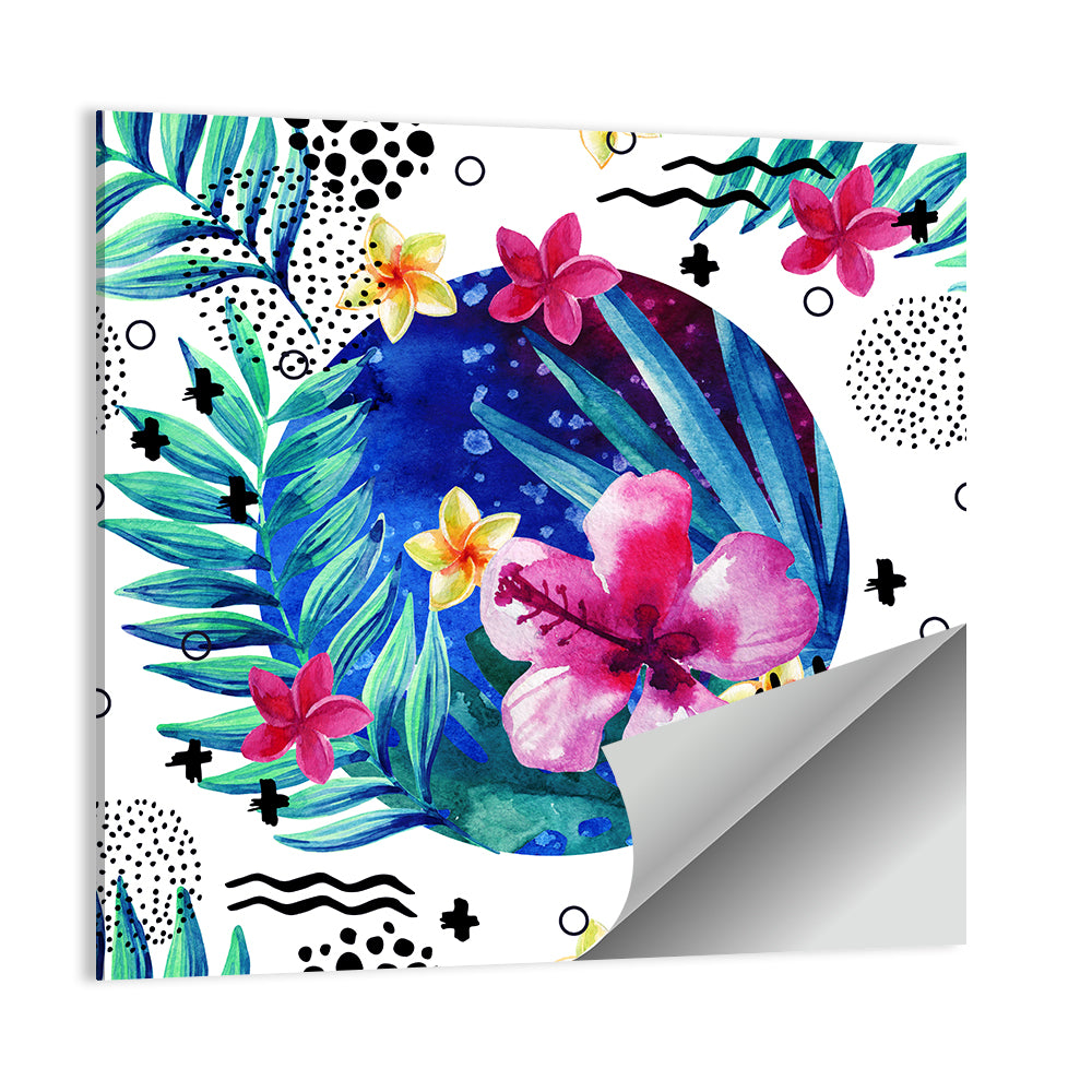 Tropical Botanical Circle Pattern Wall Art