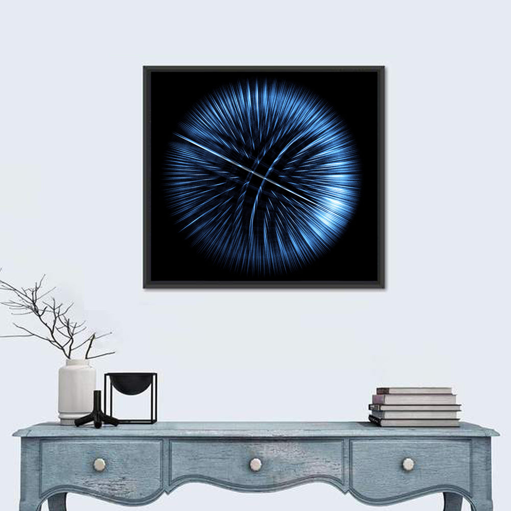 Glowing Blue Textured Sphere Wall Art
