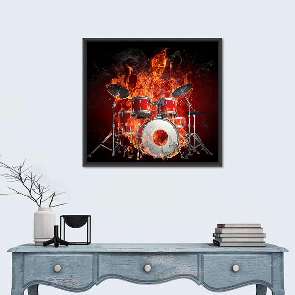 Drummer on Fire Wall Art