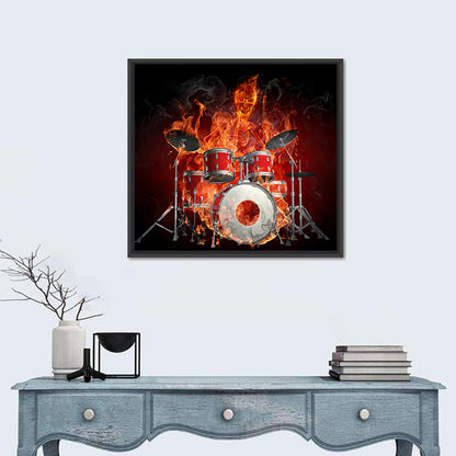 Drummer on Fire Wall Art