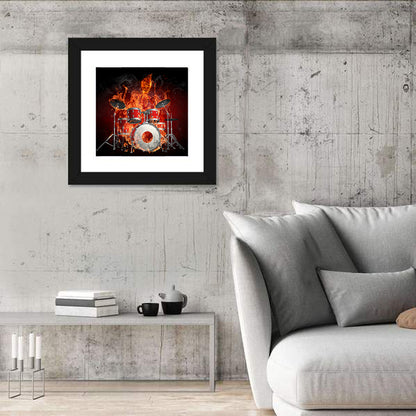 Drummer on Fire Wall Art