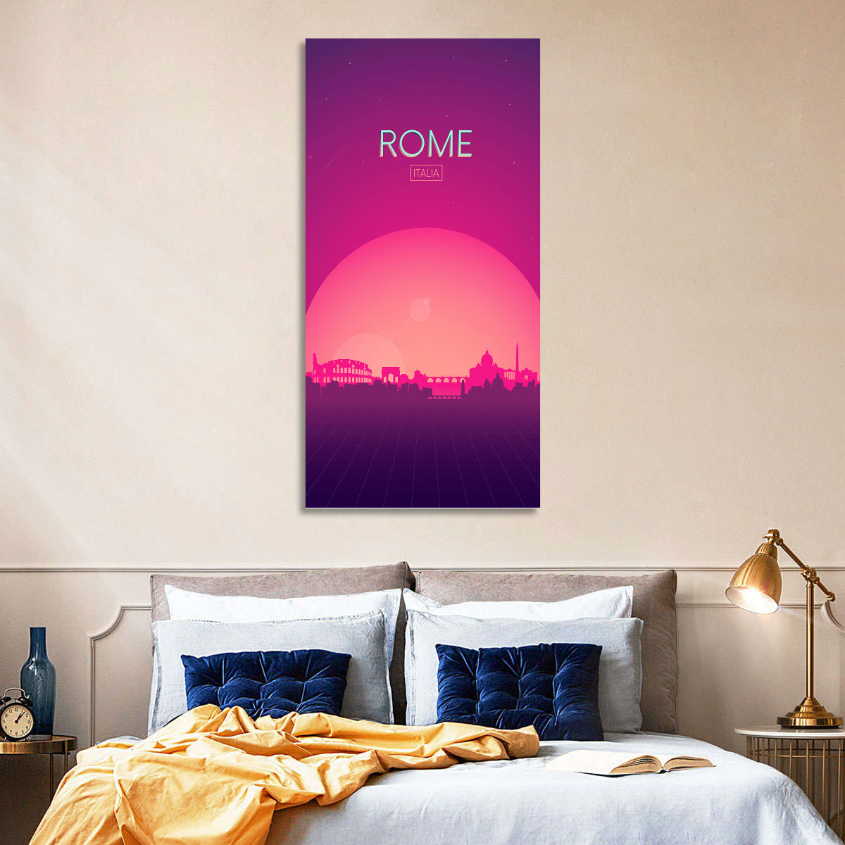Rome Colosseum Skyline Wall Art in a room, portrait