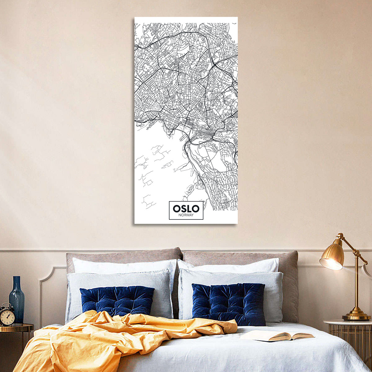 Oslo City Map Wall Art in a room, portrait
