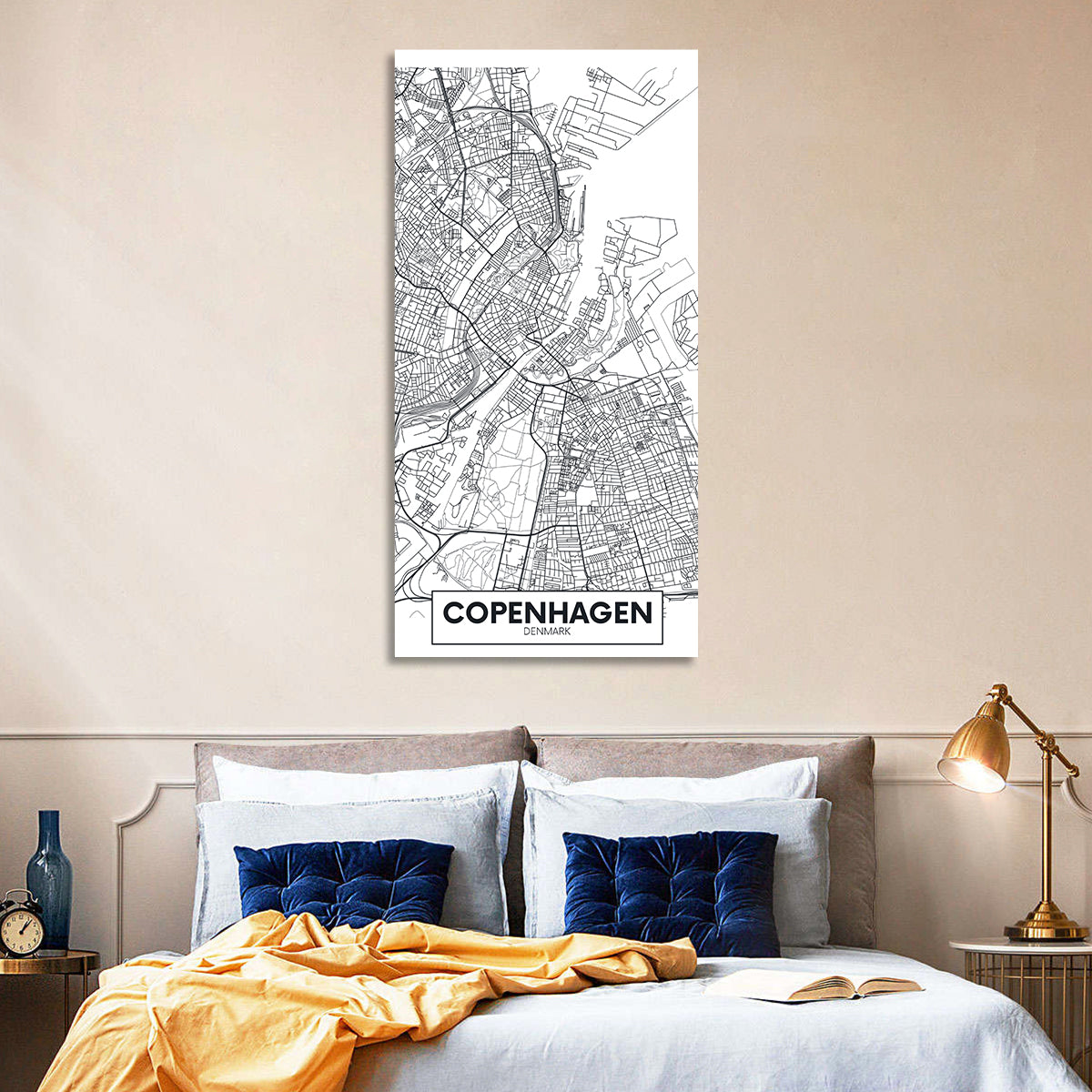 Copenhagen City Map Wall Art