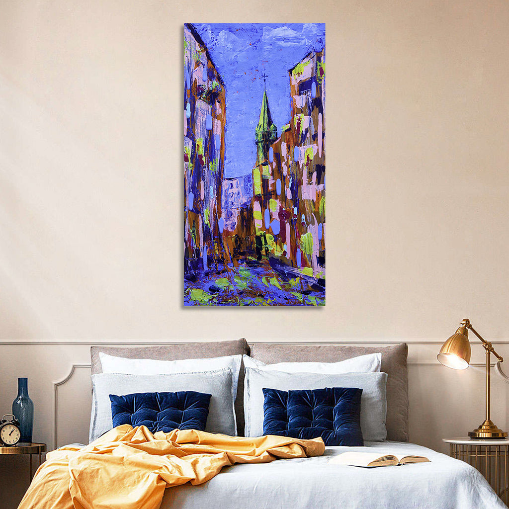 Old City Street with Steeple Wall Art