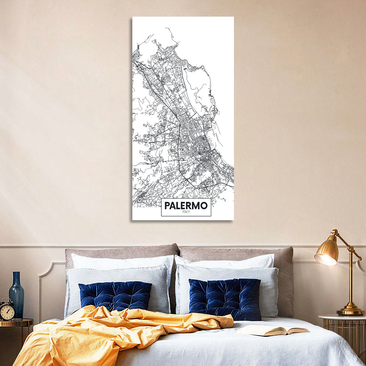 Palermo City Map Wall Art