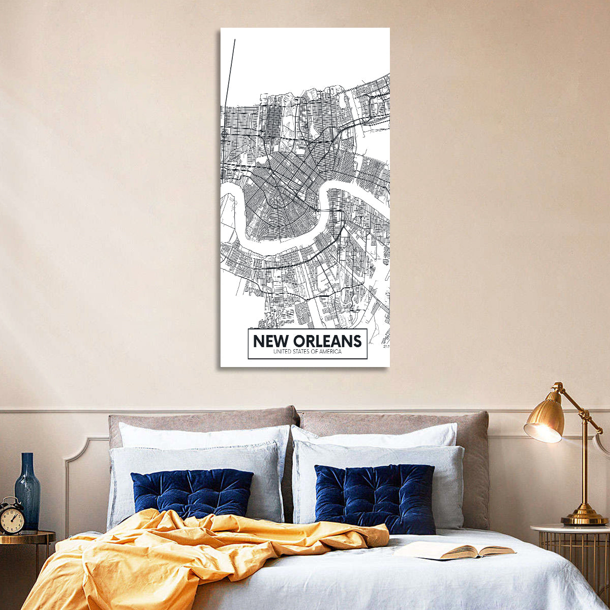 New Orleans Minimalist City Map Wall Art
