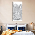 Jakarta Street Grid Map Wall Art