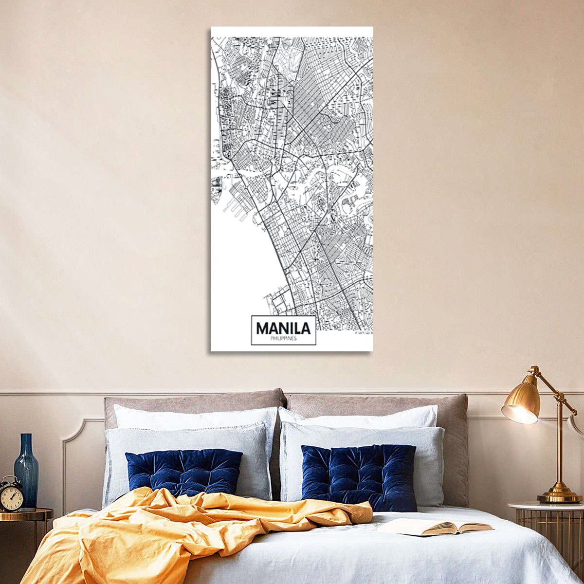 Manila Minimalist City Map Wall Art in a room, portrait