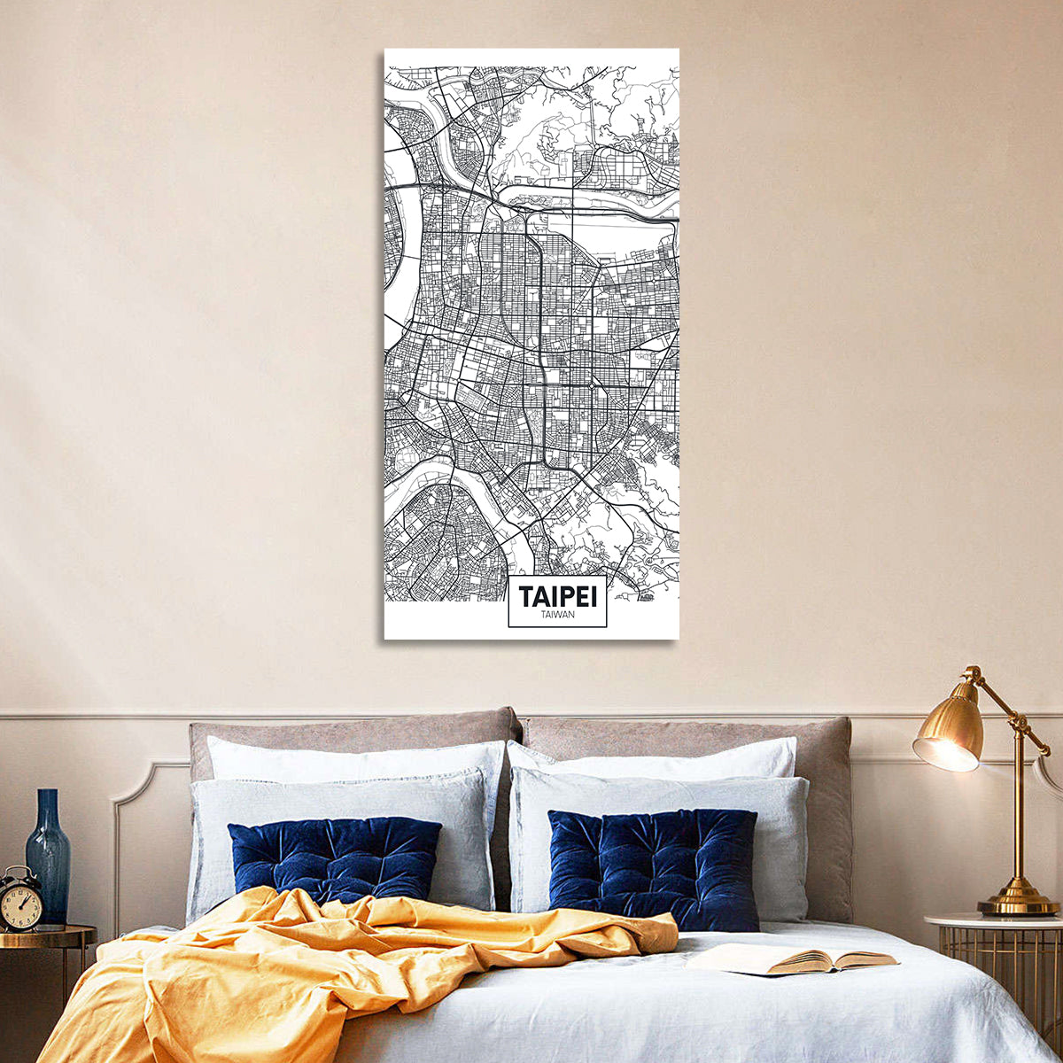 Taipei Street Grid Map Wall Art
