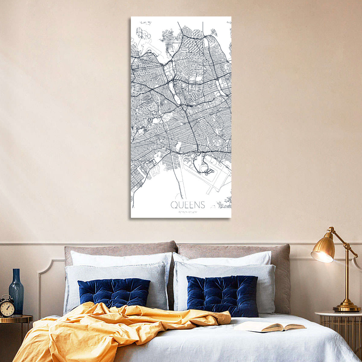 Queens New York City Map Wall Art