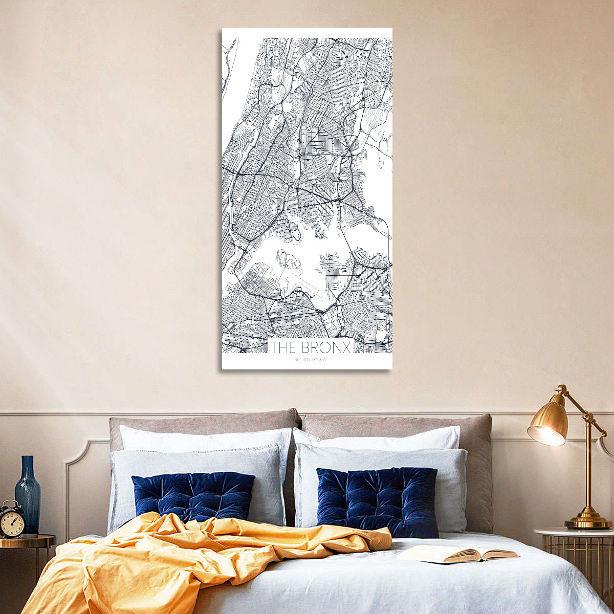 Bronx Black and White Map Wall Art