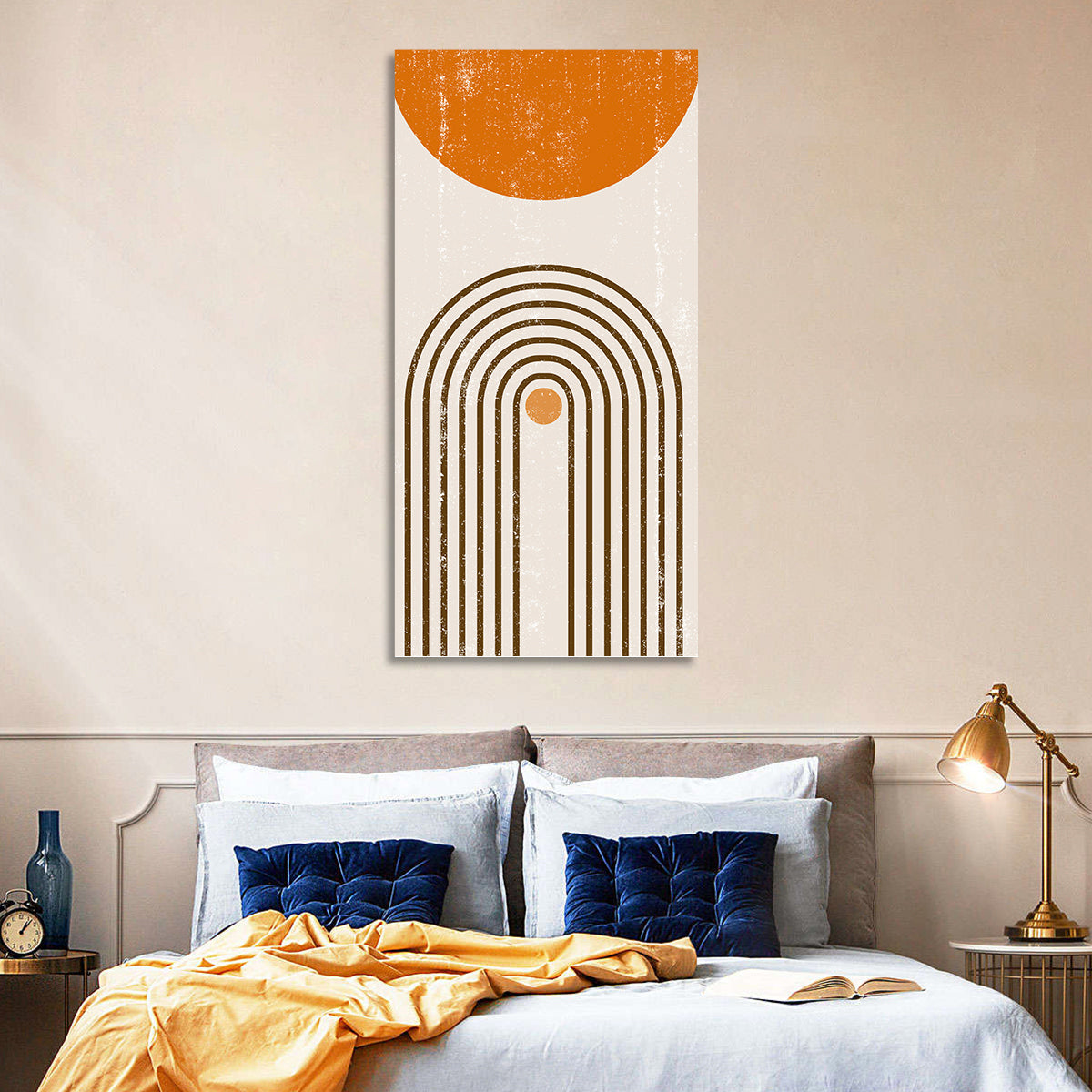 Burning Sun Concentric Arches Wall Art in a room, portrait