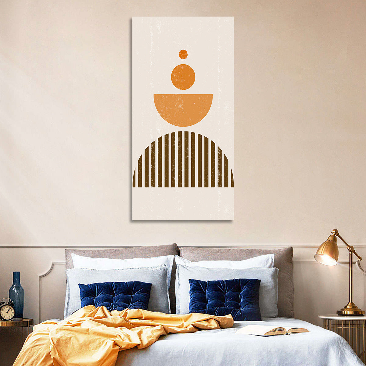 Striped Semicircle Composition Wall Art in a room, portrait
