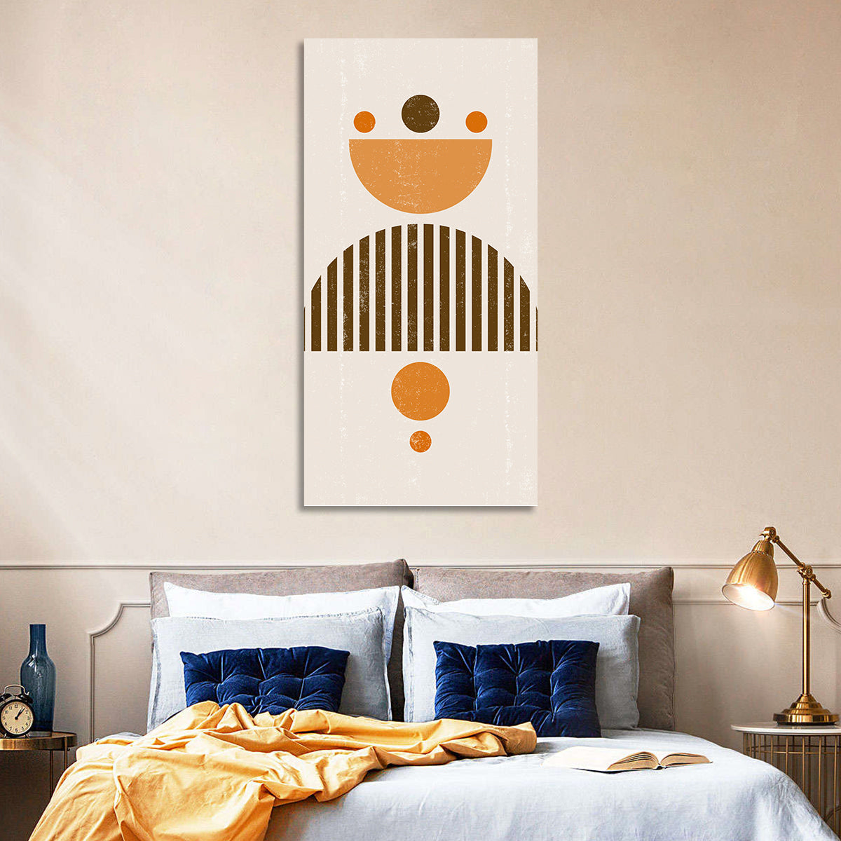 Mid-century Moon and Sun Wall Art in a room, portrait