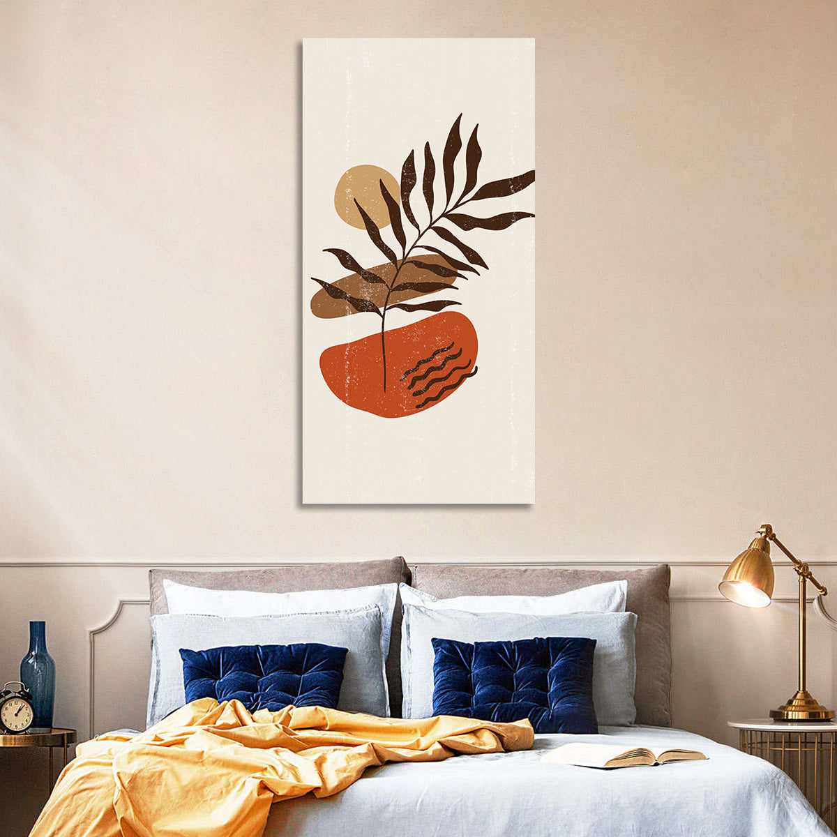 Fern with Terracotta Sun Wall Art in a room, portrait