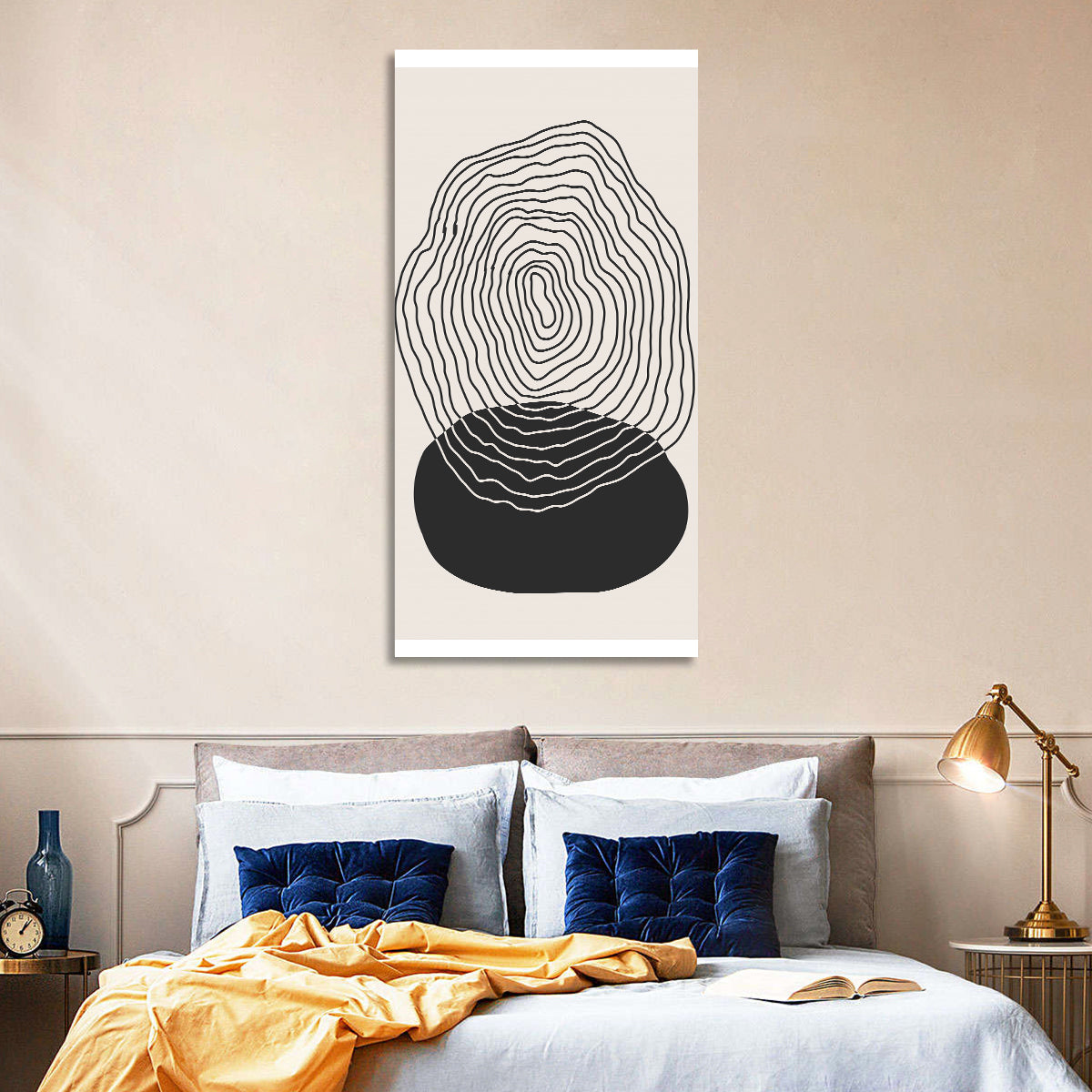 Sun Shadow Abstract Wall Art in a room, portrait