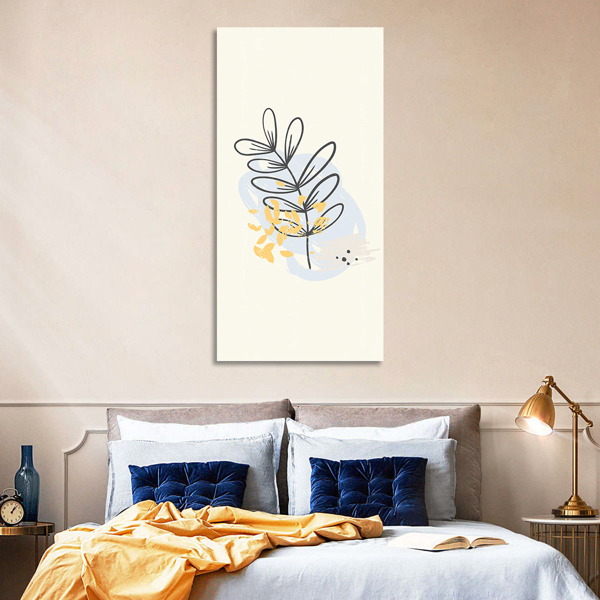 Falling Leaves Illustration Wall Art in a room, portrait