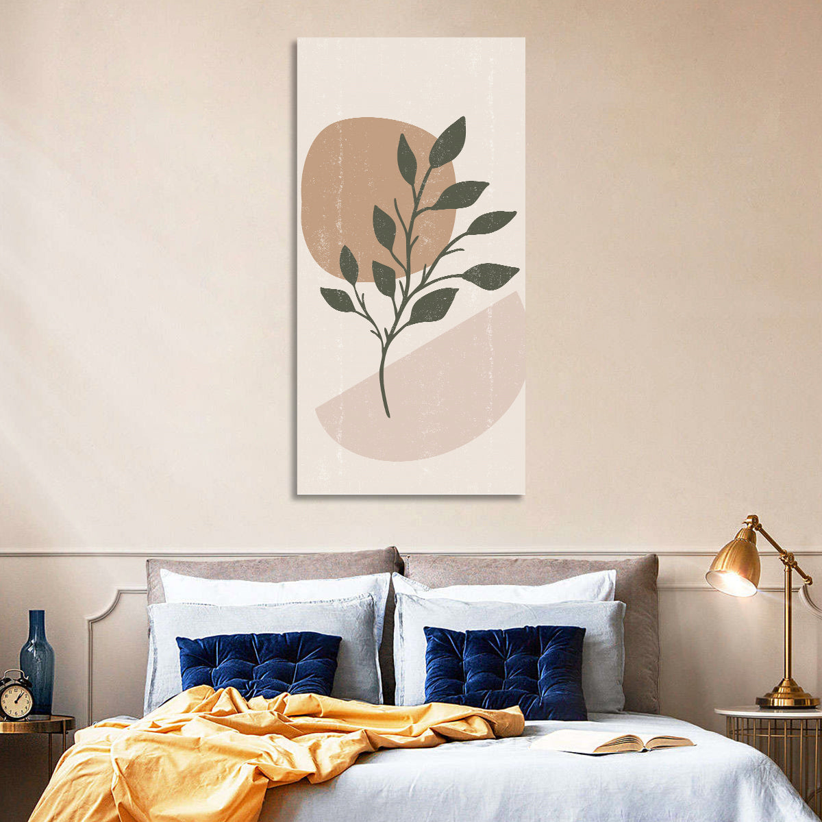 Boho Leaf Study Wall Art in a room, portrait
