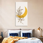 Crescent Moon Leaf Illustration Wall Art