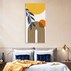 Boho Sun and Moon with Leaves Wall Art