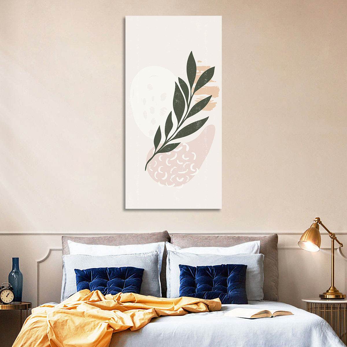 Boho Leaf Study Wall Art in a room, portrait